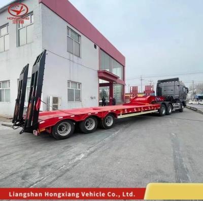 China Gooseneck Detachable Low Loader Truck/Lowbed/Lowboy Low Flat Bed Trailer Customizable for sale