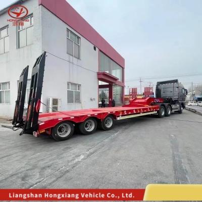 China 2 Axle Gooseneck Detachable Low Loader Truck/Lowbed/Lowboy Low Flat Bed Trailer 10 Ton for sale