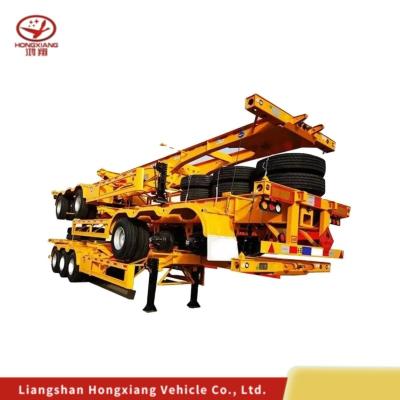 China 1 Flatbed Skeleton Semi Trailer 20FT Skeleton Sliding Skeletal Semi-Trailer with Flatbed for sale