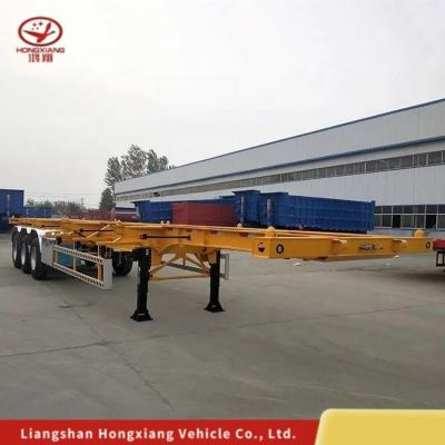 China 3-Axle 4 Axles Carbon Steel Container Frame Lander Skeleton Chassis Semi Truck Trailer for sale