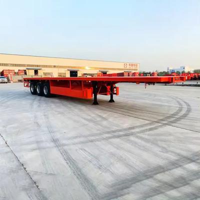 China Semi-Trailer Flatbed Semi Trailer 3 Axle Container Flatbed Semi-Trailer Truck Trailers for sale