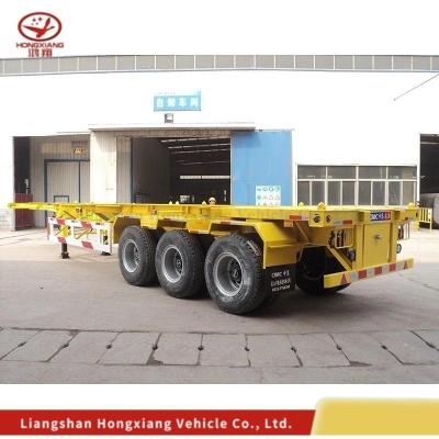 China 40 FT 3 Axles Flatbed Skeleton Semi Truck Trailer Semi-Remorque with 5.5 Tons Capacity for sale