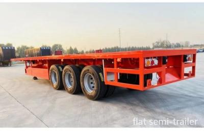 China BPW 12t X 3 Flat Bed Semi Trailer with 60tons Loading Capacity and Air Bag Suspension for sale