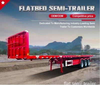 China 3 Axle 20FT 40 FT Trailer Chassis Flat Bed Flatbed Trailer for Long Distance Transport for sale