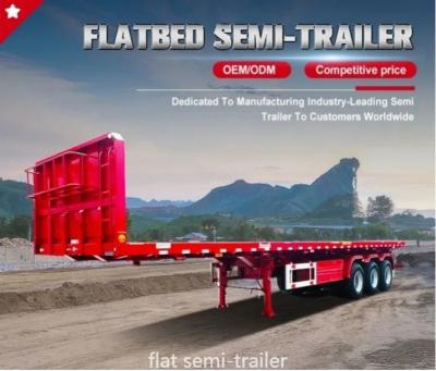 China 60 Tons 3/4axles Self-dumping Flatbed Truck Trailer for Not Self-dumping Containers for sale