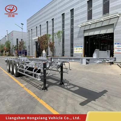 China Immobilize Dual Line Braking System 5.5 Tons Galvanized Dock Skeleton Semi Trailer for sale