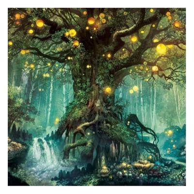 China Abstract DIY Diamond Painting By Numbers Fiber Canvas 5D Diamond Painting With Fantasy Style Short Magic Tree for sale