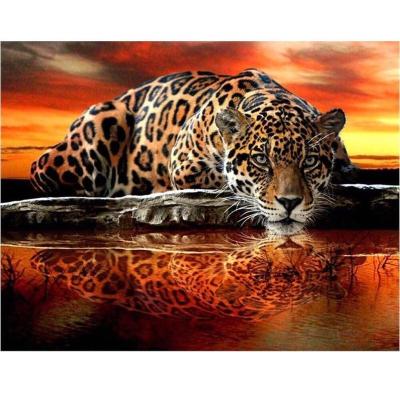 China Full Abstract Diamond Embroidery Colorful Animal Cross Stitch Diamond Painting Leopard 5D DIY Diamond Painting Cross Stitch Wall Art for sale