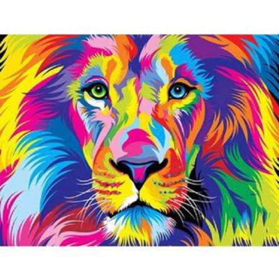 China Abstract 40x50cm Frame DIY Painting By Numbers Kits Lions Colorful Animals Hand Painted Oil Painting By Numbers For Home Decor Art for sale