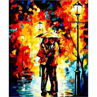 China Colorful Abstract Impressionists Couple Lover Oil Painting DIY Painting By Numbers for sale