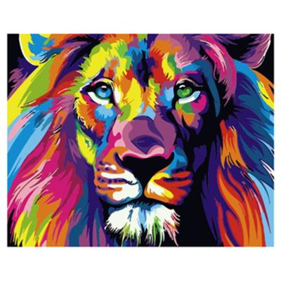 China Kids Rooms Decor Animals Abstract Rainbow Lion Hand Painted DIY Kits Painting By Numbers for sale