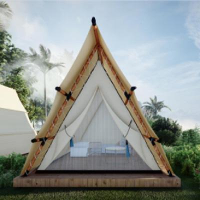 China High Quality Outdoor Waterproof Luxury Trigone/V-type Ground Nail Oxford Bell Tent Camping Tent Glamping Holiday Resort Tents for sale