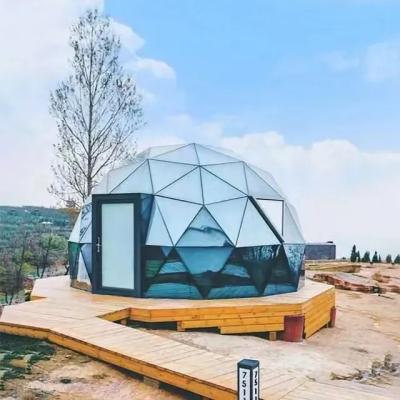 China Extended Type Fully Transparent Glass Tent Aluminum Alloy Frame Geodesic Dome House for sale