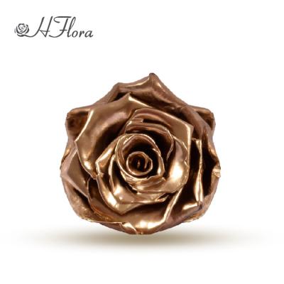 China Gift Supply 4-5 cm True Forever Eternal Eternal Golden Rose Flower From HFlora Plant Gift for sale