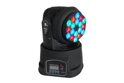 China A cabeça movente do diodo emissor de luz do RGB ilumina diodo emissor de luz principal movente do CREE do feixe 18X3W do diodo emissor de luz de DMX 512 o mini à venda