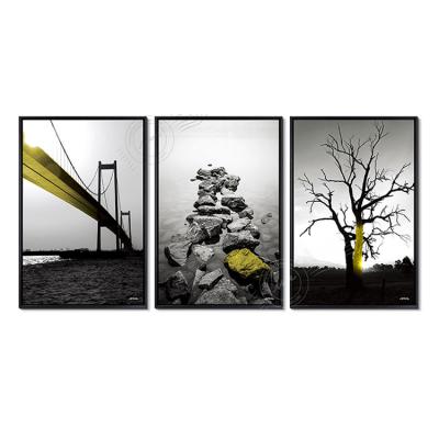 China Wholesale Custom Realistic HD Canvas Print Wall Art Decor City Bridge Tree Stone View Landscape Paintings for sale