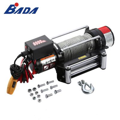 China High Quality Durable BOAT BADA 12V 24V DC 8000 Pounds Wire Rope Winch Electric Wire for sale