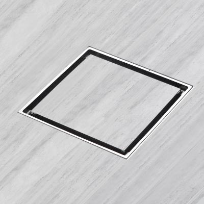 China Modern 4 Inch Quadrate Floor Drain For Bathroom With Tile Insert Cover, Hair Strainer for sale