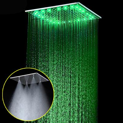 China Needle Free 20 Inch Led Shower Head Stainless Steel Brushed Led Rain Shower Ceiling for sale