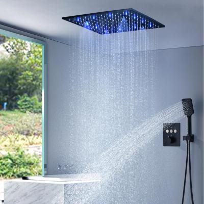 China Slide Barless 16 Inch Rainfall Shower Head With Thermostatic Mixer Hide Led Shower Sets for sale