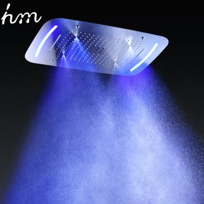 China Square No Turnout Ceiling Showerheads Bathroom 304 Stainless Steel Large Rainfall Mist Led Rain Mist Shower Head for sale