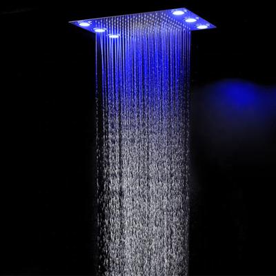 China Wholesale Without Switch Bathroom Chrome Ceiling-Mounted 304 Stainless Steel Rainfall Led Shower Head for sale