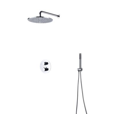 China Barless Modern 10 Inch Rainfall Round Shape Wall Mounted Thormastatic Luxury Hotel Bathroom Shower Head Set for sale