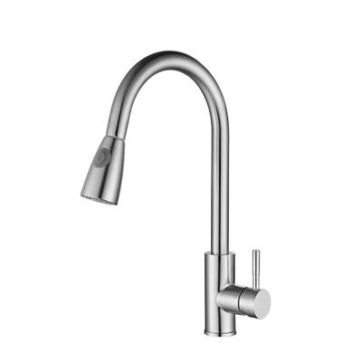 China Luxury Modern Pull Down Single Handle Stainless Steel Kitchen Sink Faucet With Pull Out Sprayer for sale