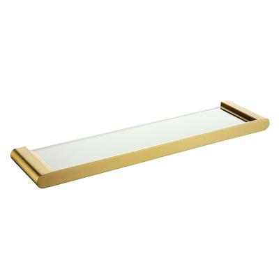 China Gold Simple Bathroom Accessories 304 Stainless Steel Row Shelf Glass Wall Mounted Type Wall Mounted for sale