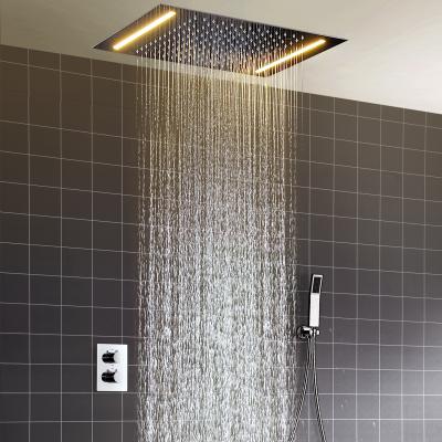 China Without Slide Bar Bathroom Shower 360*500mm LED Multifunctional Wall Mounted Rainfall Shower Faucet Set for sale