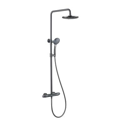 China With Mixer Luxury Shower Sliding Bar Bathroom Rain Set Gray Brass Wall Mounted Rainfall Combo Shower Head System for sale