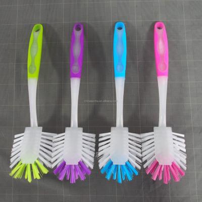 China Factory Price Viable Cheap Plastic Kitchen Dish Brush, PET Bristle Dish Washing Brush Kitchen, Long Thin Handle Kitchen Dish Brush for sale