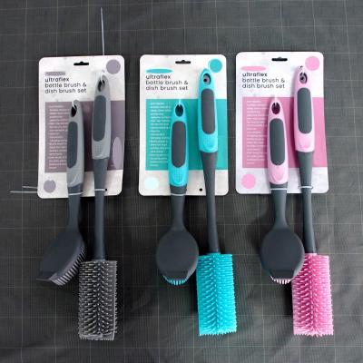 China Viable Silicone Household Dish Cleaning Brush, Plastic Hand Kitchen Cleaning Brush, Sink Kitchen Cleaning Brush Washing Kit for sale