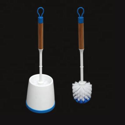 China 2018 Sustainable New Design Bamboo Cleaning Toilet Wash Brush With Stand for sale