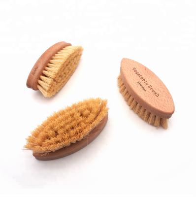 China Sustainable Wood Vegetable Cleaning Brush Tampico Fiber Fruit Brush for sale