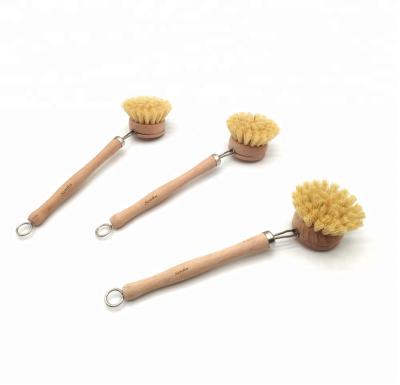 China Sustainable Natural Wooden Brush Refill Brush Kitchen Dish Washing Head Brush With Tampico Fiber for sale