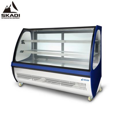 China Single-temperature Supermarket Butcher Shop Custom Refrigerated Display Cake Display Fridge Case Refrigerator Cooler Grocery Cabinet Showcase Fridge for sale