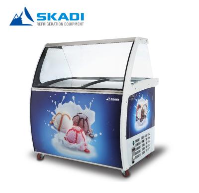 China Single-temperature ice cream freezer display cart with mini puff for ice cream batch machine freezers pozzetti small display cold dish chest for sale