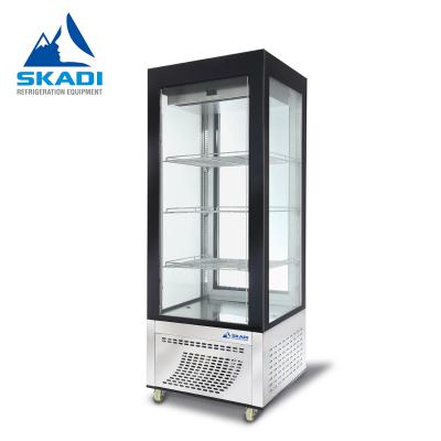 China Single-Temperature Commercial 4 Side Upright Vertical Cake Cooler Glass Cake Display Refrigerator Case Vertical Grocery Cabinet for sale