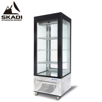 China Single-temperature Four Side Glass Refrigerated Display Cake Display Refrigerator Case Vertical Grocery Cabinet for sale