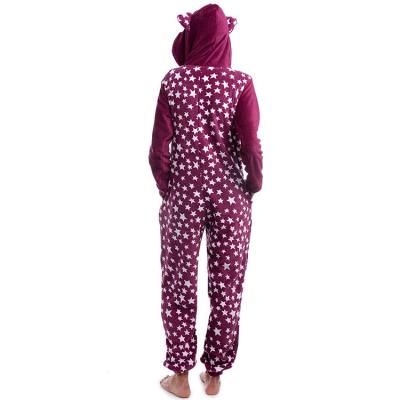 China Factory outlet price offer thermal ladies sleeveless long fleece coral owl hooded pajamas set casual women onesie fleece pajamas for sale