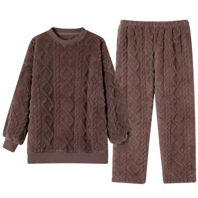 China Thermal Pajamas For Women Jacquard Fleece Pajamas Set Plus Size Thick Embossed Flannel Winter Home Wear Brazil Women Pajamas Set for sale