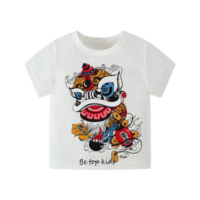 China New 2022 Chinese style anti-shrink boys cotton white T-shirts for sale