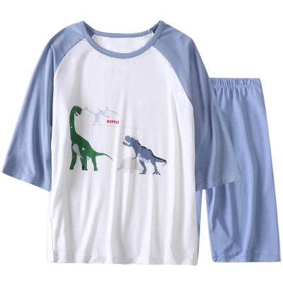 China Breathable Boys Long Sleeve T Shirts Kids Clothing Home Wear Reactive Printing 94% Viscose 6% Spandex Tank Top Monkey Pijamas For Boys for sale