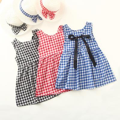 China Vintage Style Washable Kids Infant Tartan Printing Sleeveless Summer Clothing Baby Dress for sale