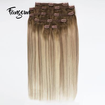 China Silky Straight Wave Russian Remy Human Cheap Double Drawn Clip In Hair 100% Remy Hair Extensions 160g for sale