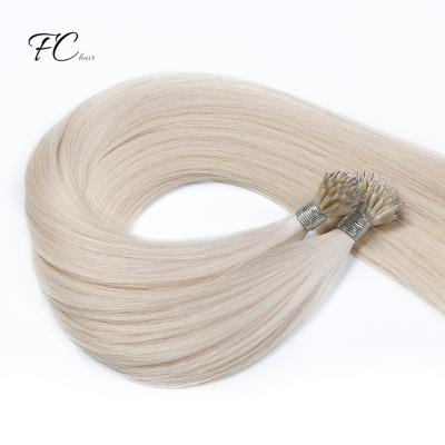 China All Virgin Brazilian 100% Human Cuticle Aligned White Blonde Blonde Double Drawn Hair Ring Nano Beads Single Raw Hair Extensions for sale