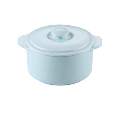 China Diameter 13cm Sustainable Small Size Ceramic Cooking Pot With Ceramic Lid Handles For Dessert Soup for sale