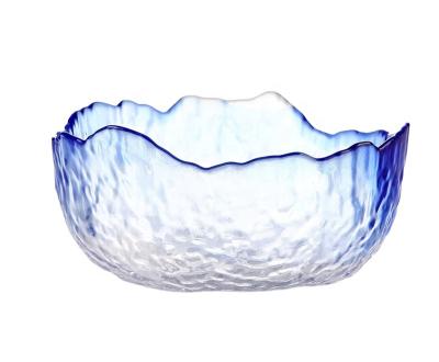 China Irregular Shaped Viable Transparent Glass Bowls Sets Small Dessert Salad Glass Bowl for sale