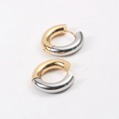 China 2022 new fashion lead free 18k gold plated huggie stainless steel jewelry chunky circle earrings for women for sale